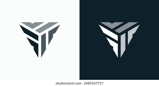 Vector logo design of the initials three letters F in a triangular shape with a modern, simple, clean and abstract style.