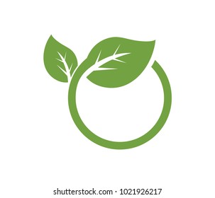 círculo de diseño de logo vectorial, hierba de té verde, medicina natural, brote con hojas verdes