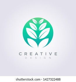 Vector Logo Design Leaf Circle Symbol Icon.