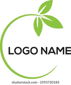 vector logo design leaf circle, green tea herbal, natural medicine, sprout with green leafs