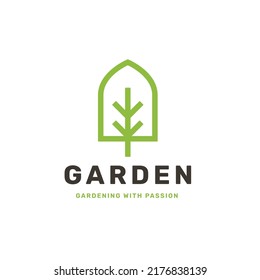 Vector logo design, Leaf of a tree and top of shovel