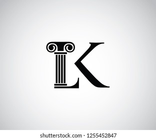 Vector logo design, legal icon, initials L K