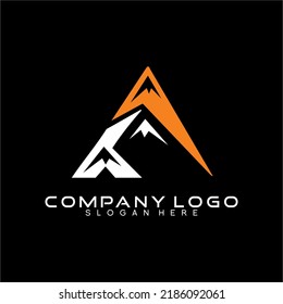 Vector logo design letter A abstract with mountain peaks