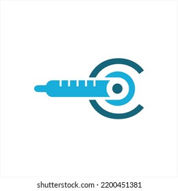 Vector logo design letter C with measuring cup.