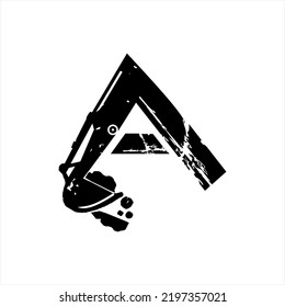 Vector logo design letter A with excavator 