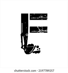 Vector logo design letter F with excavator.