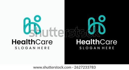 Vector logo design of letter H in the shape of a person with modern, simple, clean and abstract style. Icon for business, health care, coaching and personal branding.