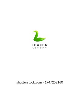 vector logo design letter L with element leaf gradient color green modern style colorful