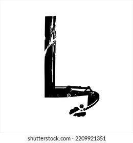 Letra L del diseño del logotipo del vector con excavadora.