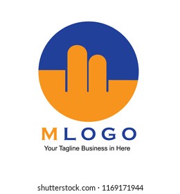 Vector logo design letter M simple with line