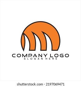 Vector logo design letter M abstract with sunset.