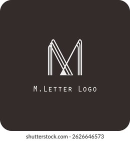 Design de logotipo vetorial com a letra M símbolo é simples, claro, negrito, fácil de lembrar, elegante, fácil de aplicar em uma escala grande ou pequena