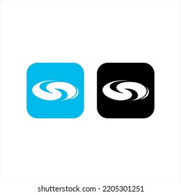 Letra de diseño del logotipo del vector S abstract con pantalla de botón azul y negro.