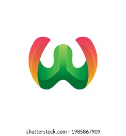 Vector Logo Design Letter W with gradient colorful