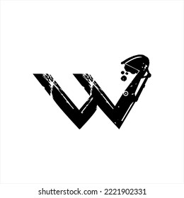 Vector logo design letter W with excavator.