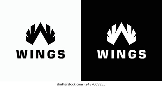 Vector logo design of the letter A and wings silhouette in a modern, simple, clean and abstract style.