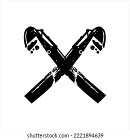 Vector logo design letter X with excavator.