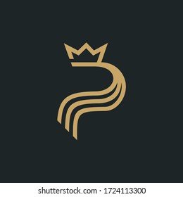 Vector Logo Design Lettering P logo with crown
