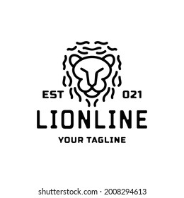 Vector Logo Design Lion Black with Line art Style.Abstract, emblem, design, logo, logotype, element, template.