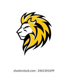 Vector logo design of lion head yellow color white background