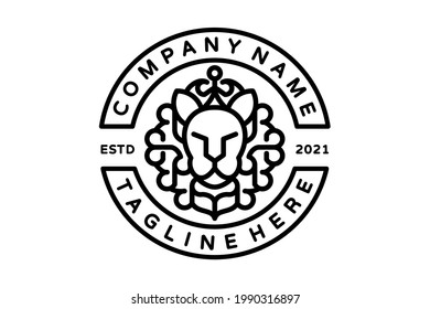 Vector Logo Design Lion with line art style