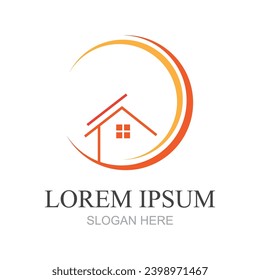 vector logo design of luxury prosperity comfy home, hotel, or real estate for property business company