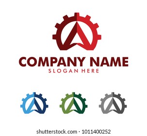 vector logo design of mechanical, wrench tool, maintenance, advance technology
