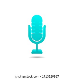 Vector logo design microphone with bright blue gradient 3d model