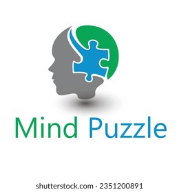 diseño de logotipo vectorial con rompecabezas mental