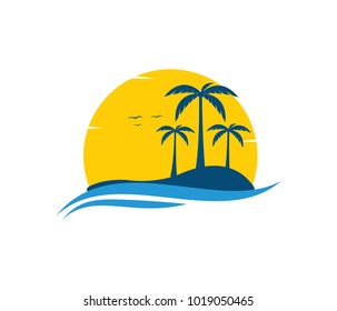 Vector Logo Design Of Ocean Sea Water Beach Summer Sailing Tourism For Travel,tour, Yacht, Hotel Ship, Hospitality In The Sea Business