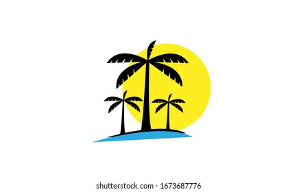 vector logo design of ocean sea water beach