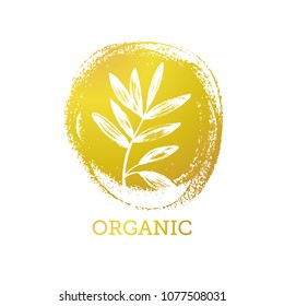 Vector logo design on a paint background. Simple hand drawn botanical logo.