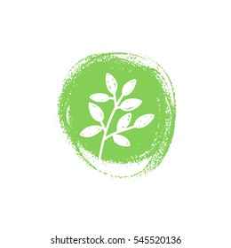 Vector logo design on a paint background. Simple hand drawn branch logo.