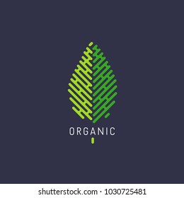 Vector logo design for organic and natural products. Healthy lifestyle and vegan sign.