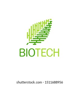 Vector Logo Design For Organic And Natural Products. Abstract Bio Tech Leaf.