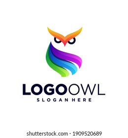 Vector logo design owl colorful gradient.