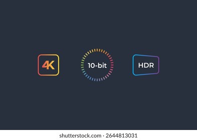 Pacote de design de logotipo de vetor para telas e telas de TV - logotipo 4K, logotipo de cor de 10 bits, logotipo HDR