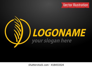  vector logo design ( palm branch, feather). eco concept.Vector Illustration.