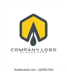 Vector logo design pentagon with drops of honey.