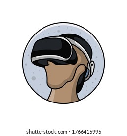 diseño de logotipo vectorial de personas que juegan juegos de realidad virtual