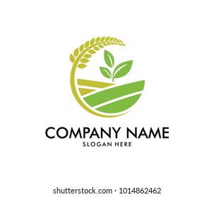 vector logo design perfectly suitable for agriculture, agronomy, wheat farm, rural country farming field, natural harvest, farmer association and more