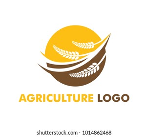 vector logo design perfectly suitable for agriculture, agronomy, wheat farm, rural country farming field, natural harvest, farmer association and more