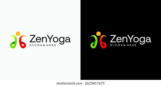 Vector logo design of a person doing yoga with a modern, simple, clean and abstract style. Icon for business, sports and personal branding.