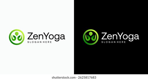 Vector logo design of a person doing yoga with a modern, simple, clean and abstract style. Icon for business, sports and personal branding.