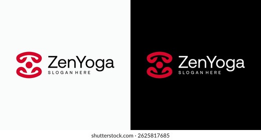 Vector logo design of a person doing yoga with a modern, simple, clean and abstract style. Icon for business, sports and personal branding.