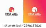 Vector logo design of person moving upwards inside a circle