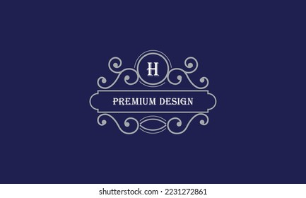 Vector logo design with place for text and initial H. Elegant monogram for restaurant, clothing brand, heraldry, business