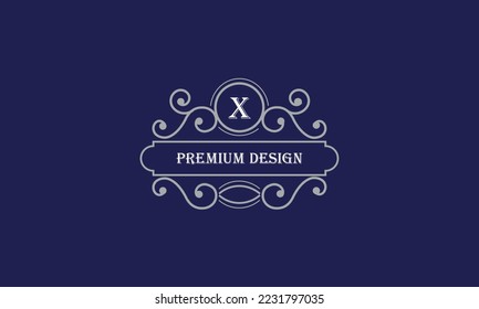 Vector logo design with place for text and initial X. Elegant monogram for restaurant, clothing brand, heraldry, business