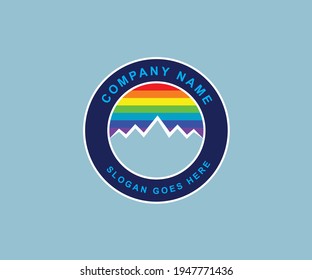 Vector - Logo design with Rainbow and rock