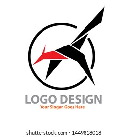 Vector Logo design red and black color for your design. Simple template easy to use.